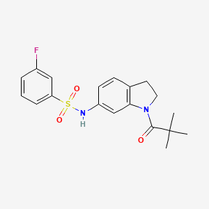 molecular formula C19H21FN2O3S B6536509 N-[1-(2,2-dimethylpropanoyl)-2,3-dihydro-1H-indol-6-yl]-3-fluorobenzene-1-sulfonamide CAS No. 1040659-91-3