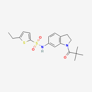 molecular formula C19H24N2O3S2 B6536513 N-[1-(2,2-dimethylpropanoyl)-2,3-dihydro-1H-indol-6-yl]-5-ethylthiophene-2-sulfonamide CAS No. 1040659-96-8
