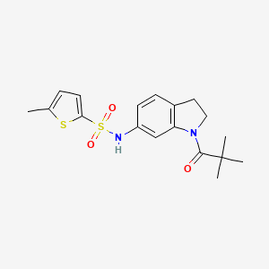 molecular formula C18H22N2O3S2 B6536527 N-[1-(2,2-dimethylpropanoyl)-2,3-dihydro-1H-indol-6-yl]-5-methylthiophene-2-sulfonamide CAS No. 1040660-13-6