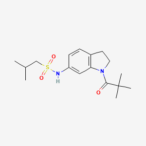 molecular formula C17H26N2O3S B6536534 N-[1-(2,2-dimethylpropanoyl)-2,3-dihydro-1H-indol-6-yl]-2-methylpropane-1-sulfonamide CAS No. 1040660-19-2