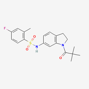 N-[1-(2,2-dimethylpropanoyl)-2,3-dihydro-1H-indol-6-yl]-4-fluoro-2-methylbenzene-1-sulfonamide