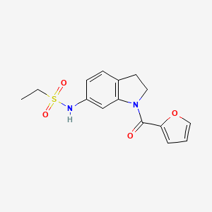 molecular formula C15H16N2O4S B6536560 N-[1-(furan-2-carbonyl)-2,3-dihydro-1H-indol-6-yl]ethane-1-sulfonamide CAS No. 1040661-42-4