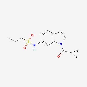 molecular formula C15H20N2O3S B6536587 N-(1-cyclopropanecarbonyl-2,3-dihydro-1H-indol-6-yl)propane-1-sulfonamide CAS No. 1040637-43-1