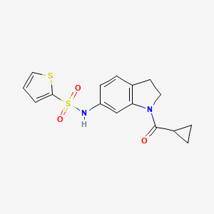 molecular formula C16H16N2O3S2 B6536589 N-(1-cyclopropanecarbonyl-2,3-dihydro-1H-indol-6-yl)thiophene-2-sulfonamide CAS No. 1040637-51-1