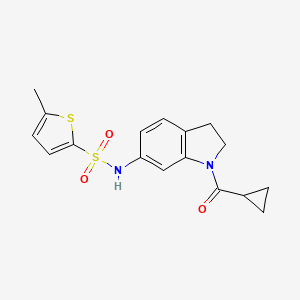 molecular formula C17H18N2O3S2 B6536611 N-(1-cyclopropanecarbonyl-2,3-dihydro-1H-indol-6-yl)-5-methylthiophene-2-sulfonamide CAS No. 1040638-10-5