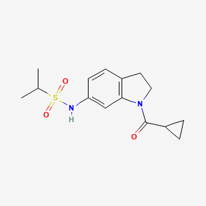 molecular formula C15H20N2O3S B6536616 N-(1-cyclopropanecarbonyl-2,3-dihydro-1H-indol-6-yl)propane-2-sulfonamide CAS No. 1040638-26-3