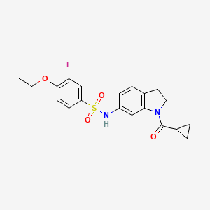 molecular formula C20H21FN2O4S B6536634 N-(1-cyclopropanecarbonyl-2,3-dihydro-1H-indol-6-yl)-4-ethoxy-3-fluorobenzene-1-sulfonamide CAS No. 1040638-40-1