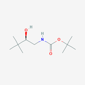 molecular formula C11H23NO3 B065367 Carbamic acid, [(2R)-2-hydroxy-3,3-dimethylbutyl]-, 1,1-dimethylethyl ester CAS No. 185426-15-7