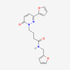 molecular formula C17H17N3O4 B6536941 4-[3-(furan-2-yl)-6-oxo-1,6-dihydropyridazin-1-yl]-N-[(furan-2-yl)methyl]butanamide CAS No. 1021259-27-7