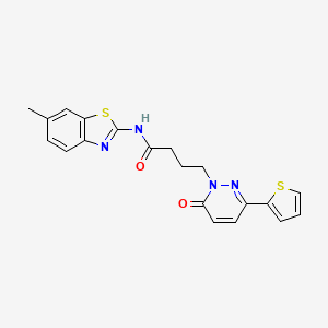 molecular formula C20H18N4O2S2 B6537081 N-(6-methyl-1,3-benzothiazol-2-yl)-4-[6-oxo-3-(thiophen-2-yl)-1,6-dihydropyridazin-1-yl]butanamide CAS No. 1021260-06-9