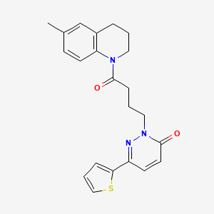 molecular formula C22H23N3O2S B6537103 2-[4-(6-methyl-1,2,3,4-tetrahydroquinolin-1-yl)-4-oxobutyl]-6-(thiophen-2-yl)-2,3-dihydropyridazin-3-one CAS No. 1021222-04-7