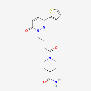 molecular formula C18H22N4O3S B6537109 1-{4-[6-oxo-3-(thiophen-2-yl)-1,6-dihydropyridazin-1-yl]butanoyl}piperidine-4-carboxamide CAS No. 1021222-08-1