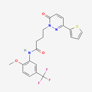 molecular formula C20H18F3N3O3S B6537111 N-[2-methoxy-5-(trifluoromethyl)phenyl]-4-[6-oxo-3-(thiophen-2-yl)-1,6-dihydropyridazin-1-yl]butanamide CAS No. 1021260-12-7