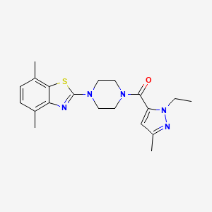 molecular formula C20H25N5OS B6537233 2-[4-(1-ethyl-3-methyl-1H-pyrazole-5-carbonyl)piperazin-1-yl]-4,7-dimethyl-1,3-benzothiazole CAS No. 1171514-23-0