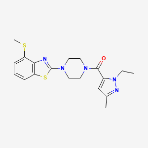 molecular formula C19H23N5OS2 B6537241 2-[4-(1-ethyl-3-methyl-1H-pyrazole-5-carbonyl)piperazin-1-yl]-4-(methylsulfanyl)-1,3-benzothiazole CAS No. 1170800-77-7