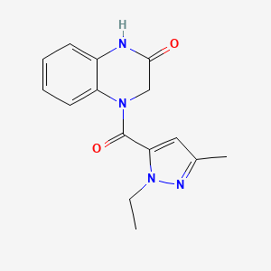 molecular formula C15H16N4O2 B6537271 4-(1-ethyl-3-methyl-1H-pyrazole-5-carbonyl)-1,2,3,4-tetrahydroquinoxalin-2-one CAS No. 1171178-82-7