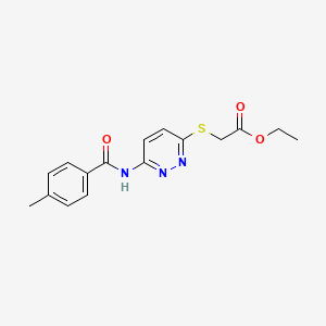 molecular formula C16H17N3O3S B6537498 ethyl 2-{[6-(4-methylbenzamido)pyridazin-3-yl]sulfanyl}acetate CAS No. 1021264-68-5