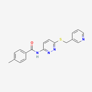 molecular formula C18H16N4OS B6537506 4-methyl-N-(6-{[(pyridin-3-yl)methyl]sulfanyl}pyridazin-3-yl)benzamide CAS No. 1021264-83-4
