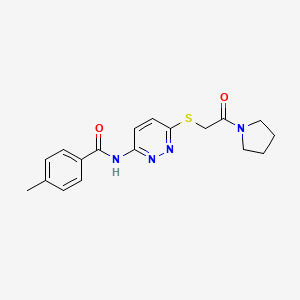 molecular formula C18H20N4O2S B6537512 4-methyl-N-(6-{[2-oxo-2-(pyrrolidin-1-yl)ethyl]sulfanyl}pyridazin-3-yl)benzamide CAS No. 1021226-57-2