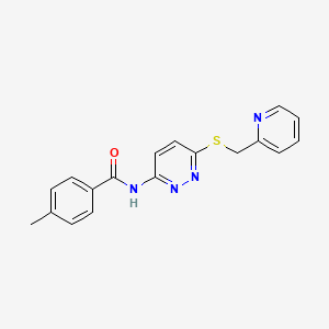 molecular formula C18H16N4OS B6537532 4-methyl-N-(6-{[(pyridin-2-yl)methyl]sulfanyl}pyridazin-3-yl)benzamide CAS No. 1021226-82-3