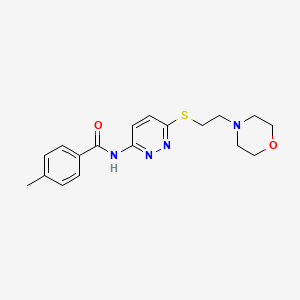 molecular formula C18H22N4O2S B6537539 4-methyl-N-(6-{[2-(morpholin-4-yl)ethyl]sulfanyl}pyridazin-3-yl)benzamide CAS No. 1021227-08-6
