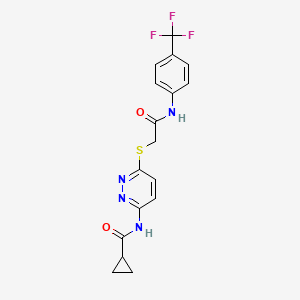 molecular formula C17H15F3N4O2S B6537576 N-{6-[({[4-(trifluoromethyl)phenyl]carbamoyl}methyl)sulfanyl]pyridazin-3-yl}cyclopropanecarboxamide CAS No. 1021227-90-6