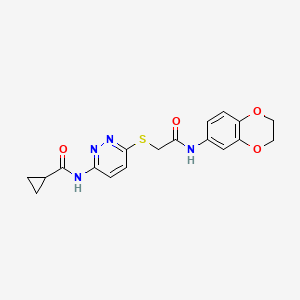 molecular formula C18H18N4O4S B6537578 N-[6-({[(2,3-dihydro-1,4-benzodioxin-6-yl)carbamoyl]methyl}sulfanyl)pyridazin-3-yl]cyclopropanecarboxamide CAS No. 1021227-97-3