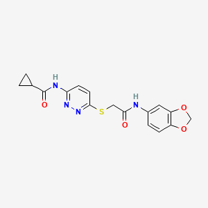 molecular formula C17H16N4O4S B6537583 N-[6-({[(2H-1,3-benzodioxol-5-yl)carbamoyl]methyl}sulfanyl)pyridazin-3-yl]cyclopropanecarboxamide CAS No. 1021254-56-7