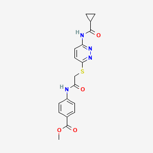 molecular formula C18H18N4O4S B6537588 methyl 4-{2-[(6-cyclopropaneamidopyridazin-3-yl)sulfanyl]acetamido}benzoate CAS No. 1021254-60-3