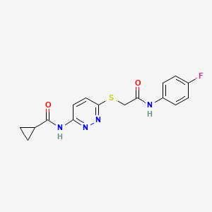 molecular formula C16H15FN4O2S B6537590 N-[6-({[(4-fluorophenyl)carbamoyl]methyl}sulfanyl)pyridazin-3-yl]cyclopropanecarboxamide CAS No. 1021228-00-1