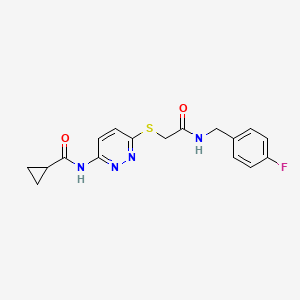 N-{6-[({[(4-fluorophenyl)methyl]carbamoyl}methyl)sulfanyl]pyridazin-3-yl}cyclopropanecarboxamide