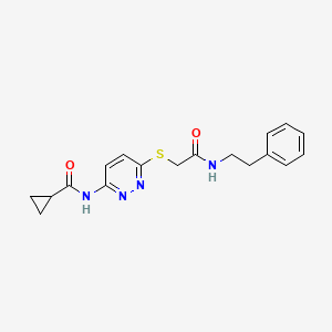 molecular formula C18H20N4O2S B6537605 N-[6-({[(2-phenylethyl)carbamoyl]methyl}sulfanyl)pyridazin-3-yl]cyclopropanecarboxamide CAS No. 1021228-07-8