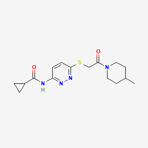 molecular formula C16H22N4O2S B6537628 N-(6-{[2-(4-methylpiperidin-1-yl)-2-oxoethyl]sulfanyl}pyridazin-3-yl)cyclopropanecarboxamide CAS No. 1021228-19-2