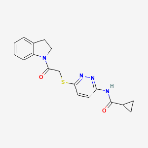 molecular formula C18H18N4O2S B6537642 N-(6-{[2-(2,3-dihydro-1H-indol-1-yl)-2-oxoethyl]sulfanyl}pyridazin-3-yl)cyclopropanecarboxamide CAS No. 1021228-29-4