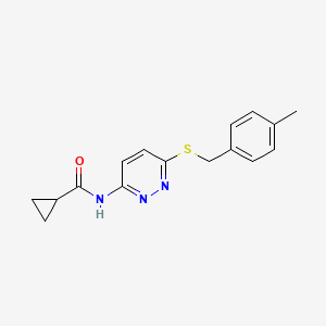 molecular formula C16H17N3OS B6537669 N-(6-{[(4-methylphenyl)methyl]sulfanyl}pyridazin-3-yl)cyclopropanecarboxamide CAS No. 1021228-45-4