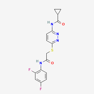 molecular formula C16H14F2N4O2S B6537670 N-[6-({[(2,4-difluorophenyl)carbamoyl]methyl}sulfanyl)pyridazin-3-yl]cyclopropanecarboxamide CAS No. 1021228-49-8