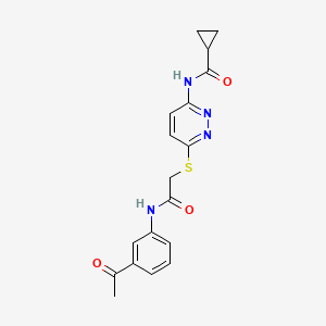 molecular formula C18H18N4O3S B6537677 N-[6-({[(3-acetylphenyl)carbamoyl]methyl}sulfanyl)pyridazin-3-yl]cyclopropanecarboxamide CAS No. 1021228-53-4