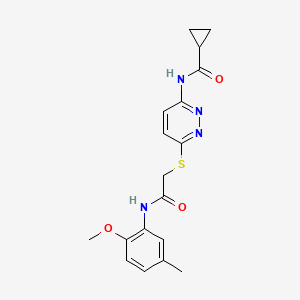 molecular formula C18H20N4O3S B6537690 N-[6-({[(2-methoxy-5-methylphenyl)carbamoyl]methyl}sulfanyl)pyridazin-3-yl]cyclopropanecarboxamide CAS No. 1021228-61-4