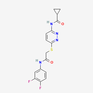 molecular formula C16H14F2N4O2S B6537698 N-[6-({[(3,4-difluorophenyl)carbamoyl]methyl}sulfanyl)pyridazin-3-yl]cyclopropanecarboxamide CAS No. 1021254-98-7
