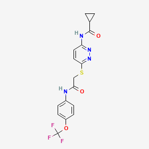 molecular formula C17H15F3N4O3S B6537702 N-{6-[({[4-(trifluoromethoxy)phenyl]carbamoyl}methyl)sulfanyl]pyridazin-3-yl}cyclopropanecarboxamide CAS No. 1021255-01-5