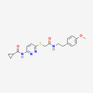 molecular formula C19H22N4O3S B6537712 N-{6-[({[2-(4-methoxyphenyl)ethyl]carbamoyl}methyl)sulfanyl]pyridazin-3-yl}cyclopropanecarboxamide CAS No. 1021255-07-1