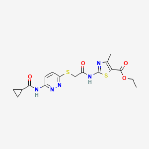 molecular formula C17H19N5O4S2 B6537718 ethyl 2-{2-[(6-cyclopropaneamidopyridazin-3-yl)sulfanyl]acetamido}-4-methyl-1,3-thiazole-5-carboxylate CAS No. 1021255-09-3