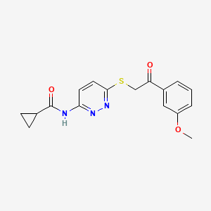 molecular formula C17H17N3O3S B6537735 N-(6-{[2-(3-methoxyphenyl)-2-oxoethyl]sulfanyl}pyridazin-3-yl)cyclopropanecarboxamide CAS No. 1021213-68-2