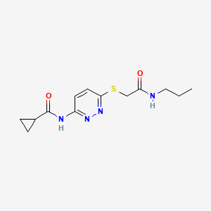 molecular formula C13H18N4O2S B6537736 N-(6-{[(propylcarbamoyl)methyl]sulfanyl}pyridazin-3-yl)cyclopropanecarboxamide CAS No. 1021255-17-3