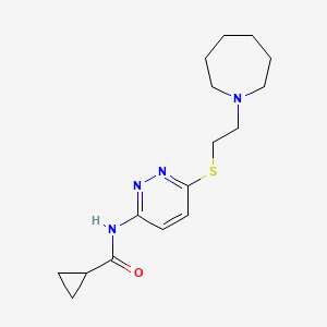 molecular formula C16H24N4OS B6537740 N-(6-{[2-(azepan-1-yl)ethyl]sulfanyl}pyridazin-3-yl)cyclopropanecarboxamide CAS No. 1060182-21-9