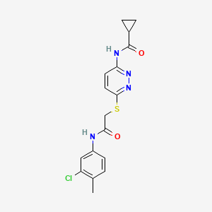 molecular formula C17H17ClN4O2S B6537754 N-[6-({[(3-chloro-4-methylphenyl)carbamoyl]methyl}sulfanyl)pyridazin-3-yl]cyclopropanecarboxamide CAS No. 1021213-84-2