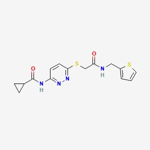 molecular formula C15H16N4O2S2 B6537766 N-{6-[({[(thiophen-2-yl)methyl]carbamoyl}methyl)sulfanyl]pyridazin-3-yl}cyclopropanecarboxamide CAS No. 1021255-24-2
