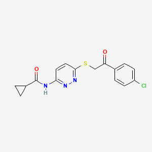 molecular formula C16H14ClN3O2S B6537774 N-(6-{[2-(4-chlorophenyl)-2-oxoethyl]sulfanyl}pyridazin-3-yl)cyclopropanecarboxamide CAS No. 1021255-29-7