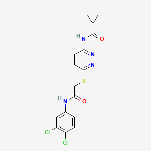molecular formula C16H14Cl2N4O2S B6537780 N-[6-({[(3,4-dichlorophenyl)carbamoyl]methyl}sulfanyl)pyridazin-3-yl]cyclopropanecarboxamide CAS No. 1021213-91-1