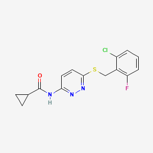 N-(6-{[(2-chloro-6-fluorophenyl)methyl]sulfanyl}pyridazin-3-yl)cyclopropanecarboxamide